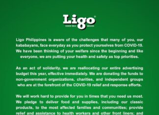 Ligo Philippines redirects advertising funds to COVID-19 relief and response efforts