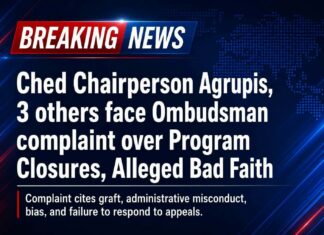 Ched Chairperson Agrupis, 3 others face Ombudsman complaint over Program Closures, Alleged Bad Faith